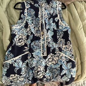 Lily Pulitzer Floral Sleeveless Dress - Blue and White